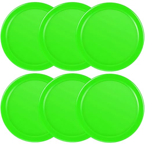 Coopay 3 1/4 Inches Air Hockey Pucks 6 Pack Full Size Heavy Replacement Pucks for Game Tables Equipment Accessories - color: Green