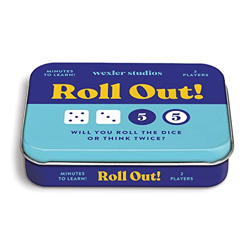 Galison Roll Out! Game – Fun, Easy to Play Dice Game for Kids, Ideal for 2 Players, Ages 6+ – Convenient Storage Tin and Instructions Included, Great Travel Activity for Kids - style: Roll Out!