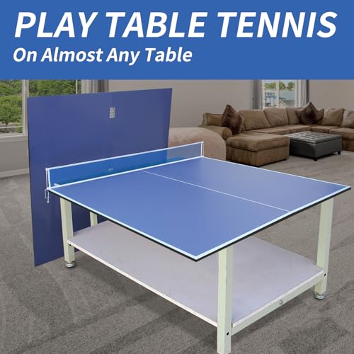 9ft Blue Mid-Size Ping Pong Conversion Top Foldable & Portable Table Tennis Table Top for Indoor Games（Blue）