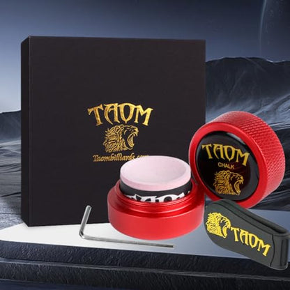 TAOM Upgrade Pool Chalk Holder Round Shaped Practical Tool Billiards Accessories Magnetic Mini Chalk Tip Case Container Round Box Billiards,Cue Tip Tool Scuffer Shaper - color: 1-Gift Set-Red with Pyro Pink