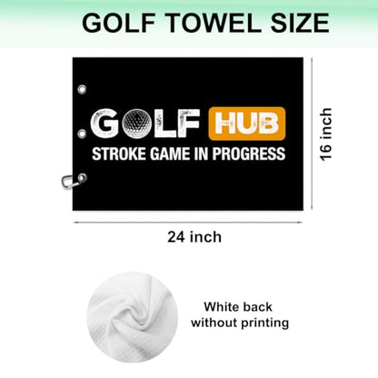 Golfhub Stroke Game in Progress Golf Towel with Clip - Funny Golf Accessories Gifts for Men Women Golfer Grandpa Mom Dad, Birthday Retirement Gifts for GolfFans Golfs Lover, 16x24 Inch - color: Golf Stroke Game
