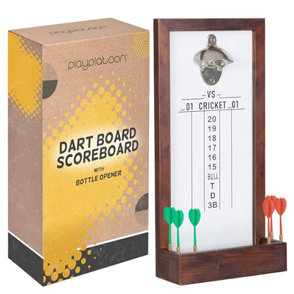 Play Platoon Dart Scoreboard & Darts Holder Wall Mount - Wood Score Board, Professional Darts Accessories, Dart Holder - size: 8 x 16 inch, style: Whiteboard