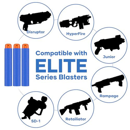 Pokiiulk 300 Darts Fits for Nerf Elite Blasters, Compatible with Disruptor, Strongarm etc. Elite Blasters, with a Target Fits for Nerf Blasters, Blue, 0.4in - color: 300 DARTS & TARGET