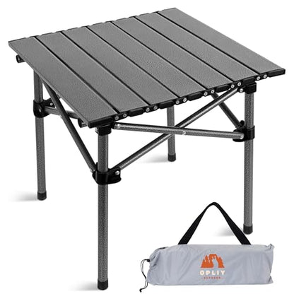 Opliy Portable Folding Camping Table for 2-4 Persons Aluminum Collapsible Table Lightweight with Carry Bag for Camping, Hiking, Picnics, BBQ, Beach Trips & Tailgating - size: L (20.8 inch)
