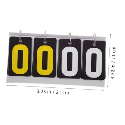 Yardwe Portable Tennis Score Keeper Flip Scoreboard Tabletop Scoreboard 4 Numbers Black Yellow Plastic Easy to Operate for Sports Games