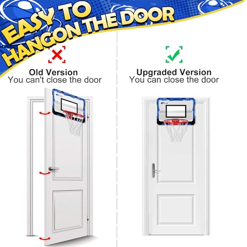 Indoor Basketball Hoop Set for Kids Adults, Pro Mini Basketball Hoop for Door Wall, Room Basketball Hoop Over The Door Outdoor Basketball Hoop with 4 Balls Toy Gift for Boy Girl - style: Blue