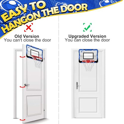 Indoor Basketball Hoop Set for Kids Adults, Pro Mini Basketball Hoop for Door Wall, Room Basketball Hoop Over The Door Outdoor Basketball Hoop with 4 Balls Toy Gift for Boy Girl - style: Blue