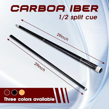 HMQQ Carbon Fiber Pool Cue Stick 58” 2-Piece, Low Deflection Billiard Cue, 11.5mm Pro Shaft, Adjustable Weight, Professional Pool Stick with Case, 19oz, 3/8x10 Joint, for Men Women Players - color: Black
