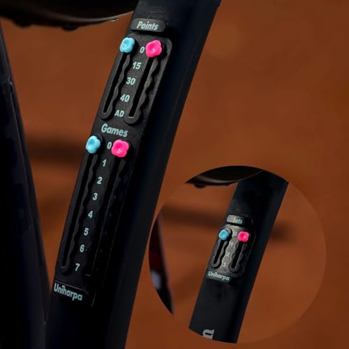 Uniharpa Tennis Score Keeper for Racket,Pack of 4 Black Tennis Racket Pickleball Paddle Scorekeeper,Small Score Board Counter for Tennis Trainer,Point Tracker Recording Points,1.9g,4pcs