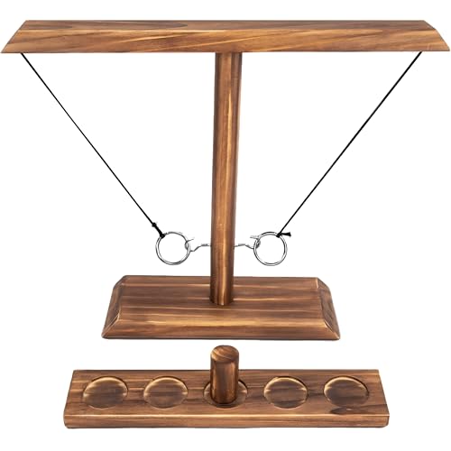 Ring Toss Game for Adults, Hook and Ring Game, Swinging String Hook & Ring Tabletop Battle Game, Outdoor & Indoor Game, Patio Décor Party Bar Game, Wooden Ring & Hook Game, Fun Games for Adults - style: Small Ringtoss Game
