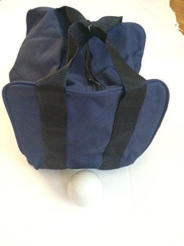 BuyBocceBalls Unique Bocce Accessories Package - Heavy Duty Nylon Bocce Bag (Blue with Black Handles) and Official Tournament-Grade White 60mm Pallino