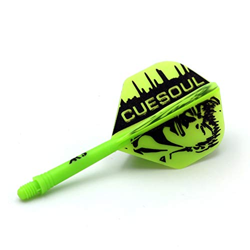 CUESOUL 6 Pieces ROST Integrated Dart Shaft and Flights - color: Shaft Length 28mm-Standard Shape-Green Cool Man