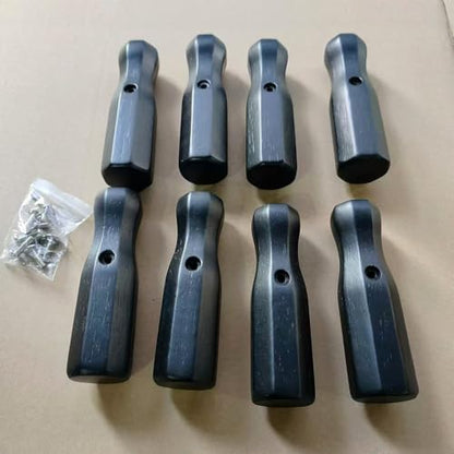 8Pcs Wooden Foosball Table Handles With Non-Slip Grip, 125Mm Length, 16Mm Inner Diameter Rod End With Screws For Soccer Table Replacement Parts(black) - color: black