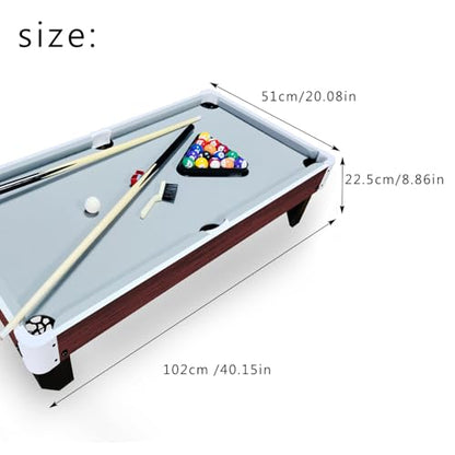 DRM 40 Inch Pool Table Top, 3.5FT Mini Pool Table Top, Small Wooden Snooker Tabletop, Billiards Tabletop Set with Full Accessories
