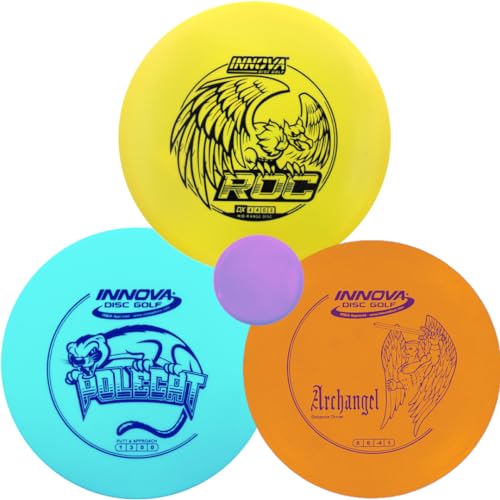 Innova Disc Golf DX 3 Disc Set | Driver, Midrange, Putter | Archangel, ROC, Polecat + G3T Blank top mini
