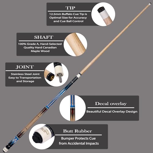 Pool Cue Stick with Hard Case Hardwood Canadian Maple Professional Billiard Pool Stick 58" 2-Pieces 19/20oz Pool Stick Set - color: CGB-500, size: 19 oz