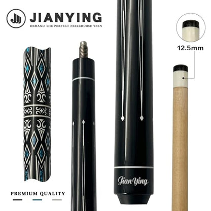 Professional Pool Cue 58" 10.5/12.5mm Tip Maple Shaft 1/2 Joint Ergonomic Grip Billiard Stick for Adults - color: PC27-12.5-SET