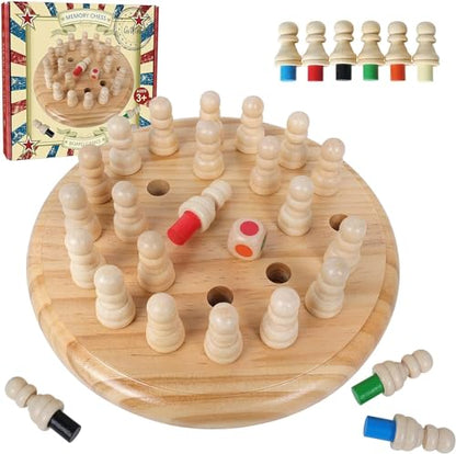 Gothink Wooden Memory Chess Matching Game, 7.5 Inch Wooden Memory Match Stick Chess Board Game, Educational Games for Kids, Montessori Preschool Toy for Toddler Birthday Gift - style: Memory Chess Match Game
