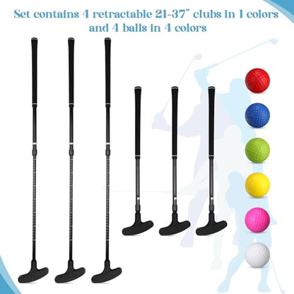 Wettarn 6 Set Golf Putters for Men and Women Two Way Mini Golf Putter with 6 Balls for Right or Left Handed Golfers Adjustable Length - color: Black