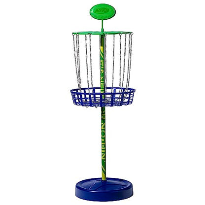 Nerf Disc Golf Starter Set - (3) Mini Golf Discs + (1) Target Basket Included - Complete Portable Set for Backyard + Beach Play