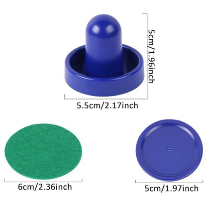 1 Set Mini Air Hockey Pushers and Air Hockey Pucks Great Goal Handles Pushers Goal Handles Paddles Replacement Accessories - 2 Blue Air Hockey Pushers and 4 Blue Pucks (60mm)
