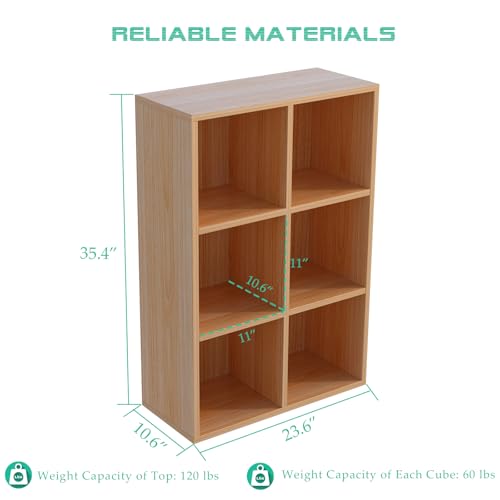 OSCHF 6-Cube Storage Shelf Bookcase, Oak - color: Oak, size: 6-Cube