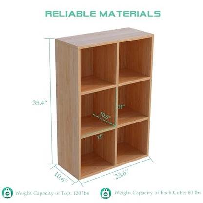 OSCHF 6-Cube Storage Shelf Bookcase, Oak - color: Oak, size: 6-Cube