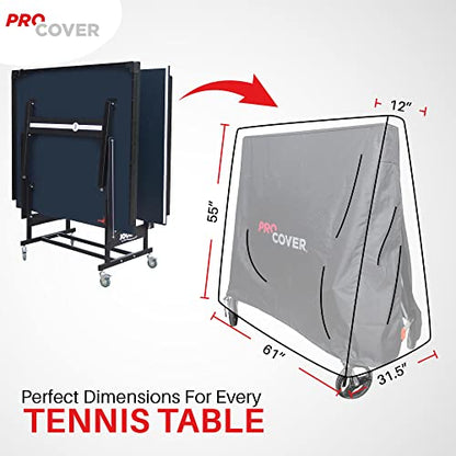 Professionnal Ping Pong Table Cover. Premium Quality. Ultra-Resistant and Waterproof for Outdoor and Indoor use. Oxford 600D strong fabric. Universal tennis table cover. ProCover