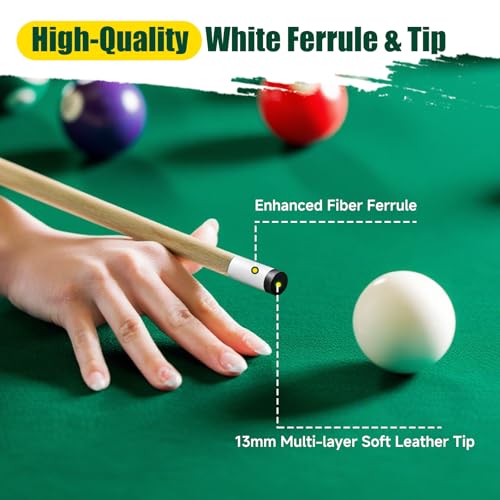 HMQQ Pool Cue Sticks – 42"/48"/58" Billiard Cues with 13mm Leather Tip – 17oz/18oz Standard or 20oz Heavy – Set of 2 or 4 – Durable 2-Piece Pool Sticks for Beginners, Adults, Home & Bar - size: 58" set of 2