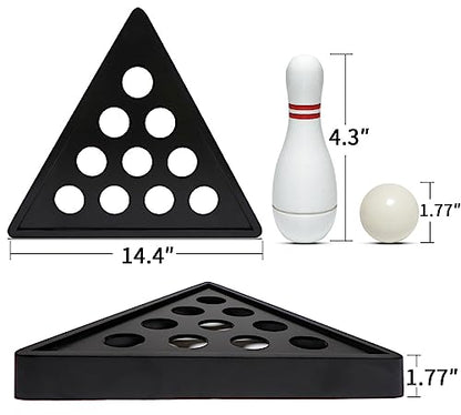 Shuffleboard Bowling Pin Set with 10 Pcs Premium Hardwood Bowling Pins Durabel Triangular Pinsetter Resin Bowling Ball and Carrying Bag, Fun for Shuffleboard Games - color: White