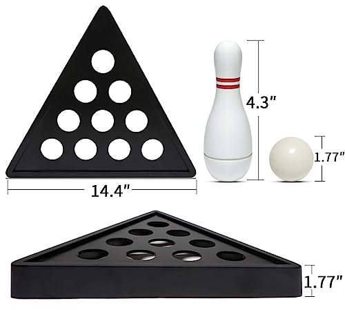 Shuffleboard Bowling Pin Set with 10 Pcs Premium Hardwood Bowling Pins Durabel Triangular Pinsetter Resin Bowling Ball and Carrying Bag, Fun for Shuffleboard Games - color: White