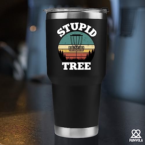 Panvola Stupid Tree Funny Disc Golf Player Vacuum Insulated Tumbler Retro Stainless Steel With Removable Lid Drinkware (30 oz) - style: 30 oz