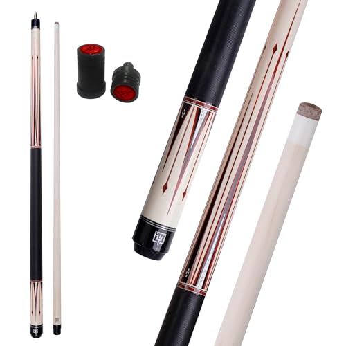 Pool Cue Stick for Adults, 58" Inch Pool Cue with 12.5mm Tip Hard Maple 2-Piece Billiard Cue Stick Beginner Pool Cue - color: White
