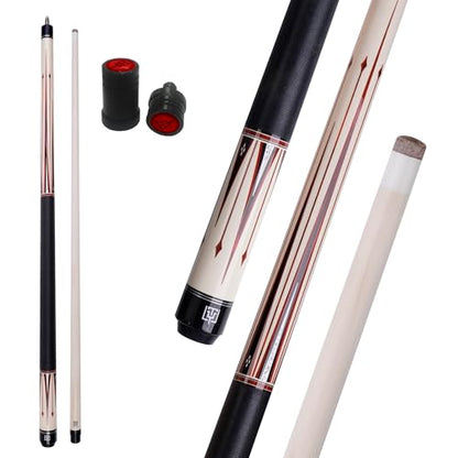 Pool Cue Stick for Adults, 58" Inch Pool Cue with 12.5mm Tip Hard Maple 2-Piece Billiard Cue Stick Beginner Pool Cue - color: White