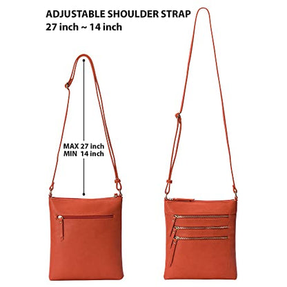 Solene Crossbody Bag Functional Multi Pocket Messenger Purse Top Zip Closure Shoulder Handbag With Adjustable Strap - color: Burnt Orange