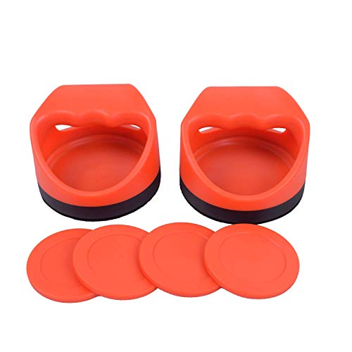 Plastic Air Hockey Strikers/Pushers, 2 PCS 4" Plastic Air Hockey Pushers and 4 PCS 2.75" Pucks Replacement for Game Tables Goalies Equipment Accessories - style: Red