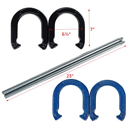 Pro Horseshoe Set - Powder Coated Steel with Carry Case by Trademark Innovations - color: Blue and Black