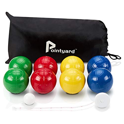 90mm Bocce Ball Set with 8 PE Balls, 1 Pallino, Carrying Bag, Measuring Tape - Family Game for Outdoor/Lawn/Beach/Park - size: 90mm
