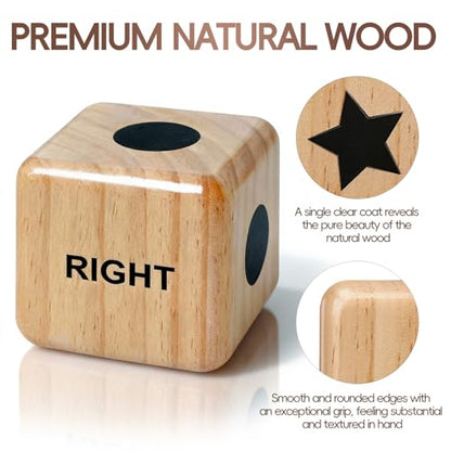 Giant Left Right Point Center Dice Game with 24 Large Chips & Carry Bag. 3.5" Jumbo Wooden Indoor/Outdoor & Lawn Dice Game for Family - color: Jumbo Natural Wood Dice
