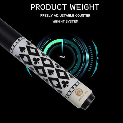 58" 19-20oz 2-Piece Carbon Pool Cue Stick 11.8mm Tip Billiard Carbon Fiber Clue, Billiard Supplies 1/2 Joint Handmade Straight Fit Ball/Black Eight, Nine Balls 19-20oz (Play Cue) - color: White