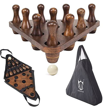 CROWN ME Shuffleboard Bowling Pin Set with Carry Bag