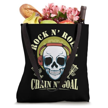 Rock N Roll Skull Disc Golf Frisbee Frolf Music Lover Tote Bag