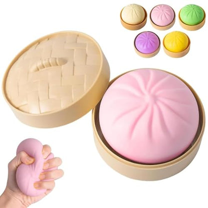 Colorful Dumpling Stress Balls Fidget Toys for Adults & Teens, Mystery Soft Dumpling Squeeze Toy Box, Sensory Stress Relief Squeeze Toys (Pink) - color: Pink