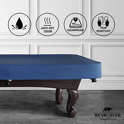 Heavy Duty Leatherette Billiard Pool Table Cover, Waterproof & Tearproof Cover for Pool Table 7/8/9FT (9 Feet/Blue) - color: Midnight Blue, size: 9FT-(112"LX 62"WX 8“H)