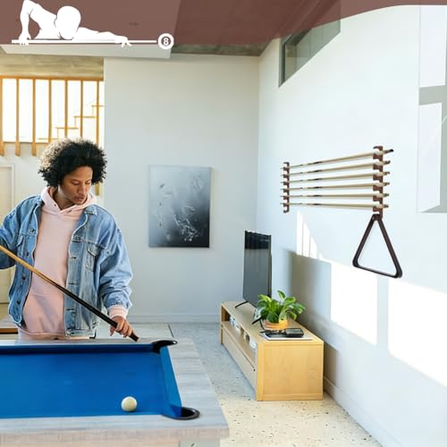 NBEADS 2Pcs 16.97x2.76x0.45inch Wall Mount Pool Stick Holder, Wood Pool Cue Rack Wall-Mounted Billiard Cue Holder Pool Table Accessories Organizer Holds Up to 7 Cues Stick for Billiard, Coconut Brown
