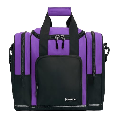 LARIPOP Bowling Ball Bag, Single Bowling Tote with Padded Ball Holder, Ventilated Shoe Pocket & Adjustable Shoulder Strap for Adult Bowlers Men Women - color: Purple