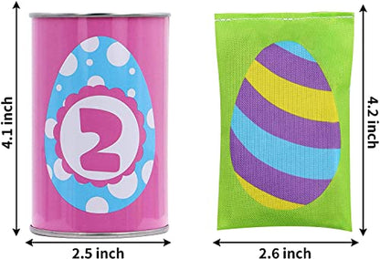 JOYIN 13 Pcs Easter Carnival Knockdown Can Game Set, Bean Bag Toss Game for Kids Adults, Indoor Outdoor Games Supplies, Easter Theme Party Games, Egg Hunt, Family Activities Lawn Yard Game