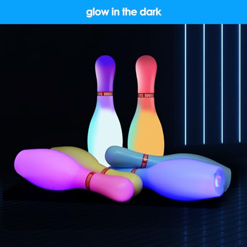 Light Up Bowling Set, Glow in The Dark Bowling Pins for Outdoor and Indoor Kids Games Fit Christmas New Year Party Gift, Kids Education Motor Skills Toys(bolwing pin 10.23in)