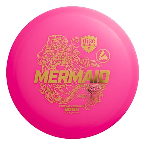 Discmania Active Base Mermaid - Fairway Disc Golf Driver - Floats in Water - Easy to Throw & Great for Beginner Players - Straight Flying - Starter Disc Golf Accessories (160g-164g - Pink)