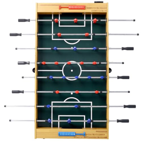 54 Inch Foosball Table for Adults & Family, Full Size Soccer Game Table with Steel Rods, E-Z Spin Bearings, Adjustable Leg Levelers, Ergonomic Handles & Manual Scoring, Brown Wood Finish